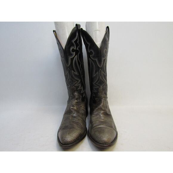 PANHANDLE SLIM Mens Size 10 D Black Leather Lizard Cowboy Western Boots